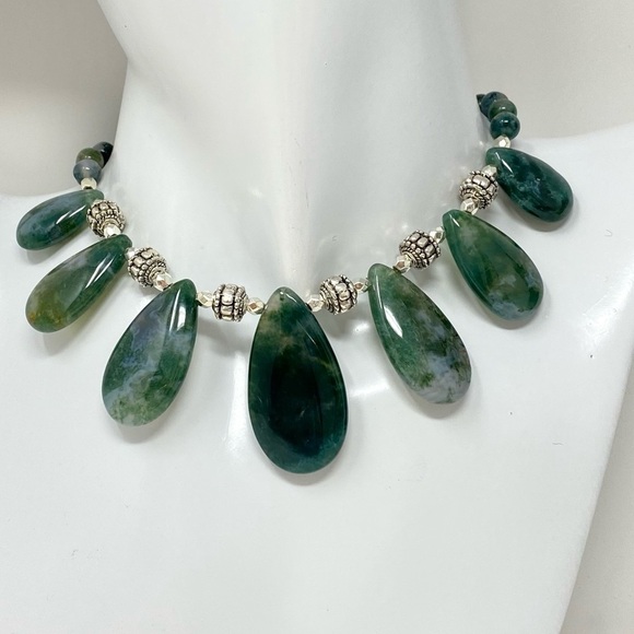 Agate necklace and wire wrapped earrings - Picture 3 of 6